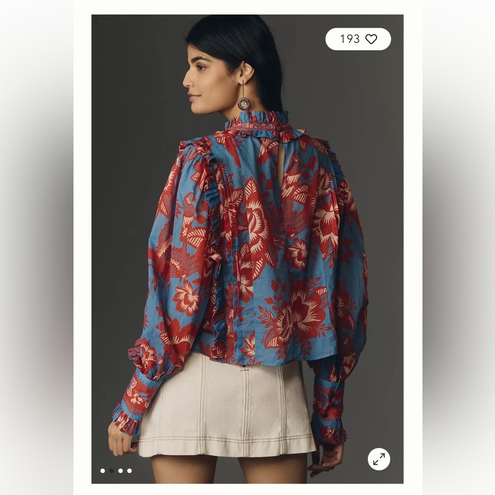 Farm Rio Lace Garden long-sleeve ruffled blouse - Picture 9 of 9